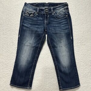 Vigoss The Chelsea Blue Capri Embroidered Embellished Denim Women's Size 7/8 L21